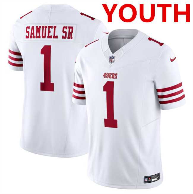 Youth San Francisco 49ers #1 Deebo Samuel White F.U.S.E. Vapor Untouchable Limited Football Stitched Jersey Dzhi->youth nfl jersey->Youth Jersey